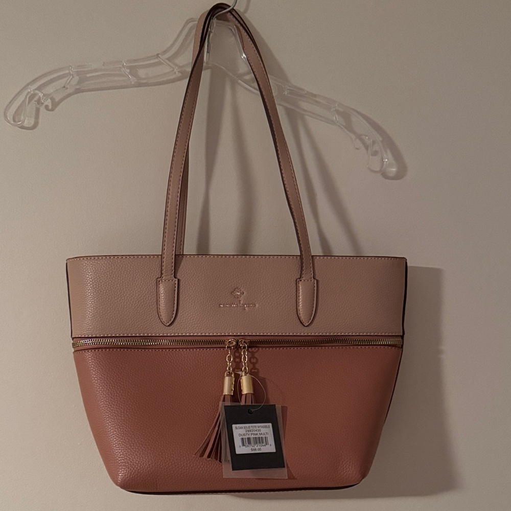 Nanette Lepore Two-Tone Vegan Leather Tote in 2 Tone Dusty Pink Color